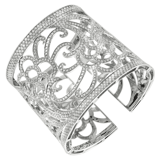 Italian Post-1980s 18KT White Gold Diamond Bracelet front