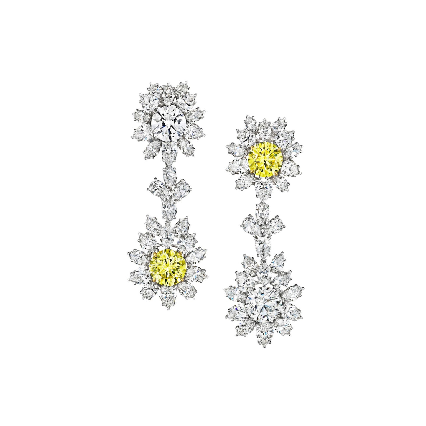 1960s Platinum Diamond Earrings front