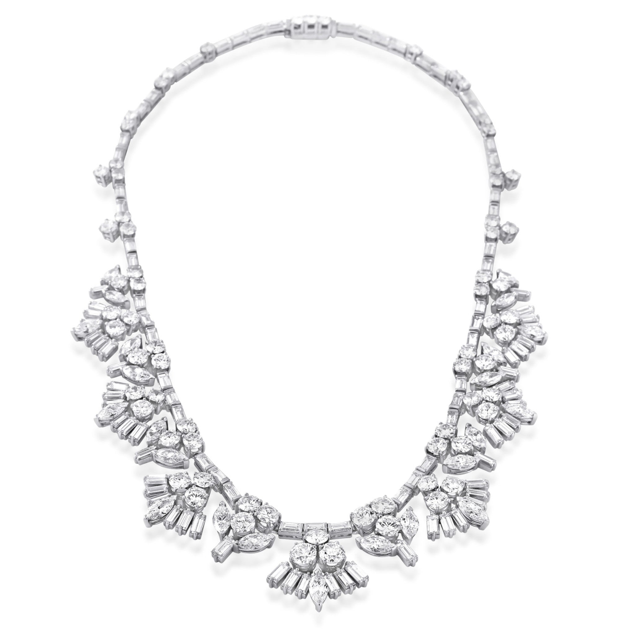 1950s Platinum Diamond Necklace front