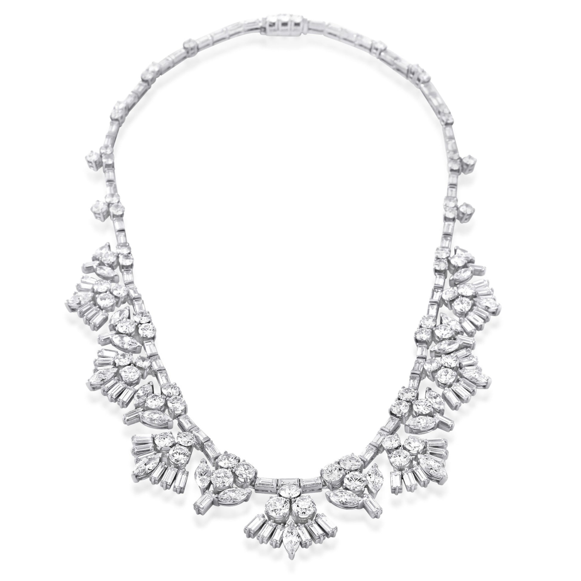 1950s Platinum Diamond Necklace front