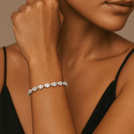 Post-1980s 14KT White Gold Diamond Bracelet on wrist