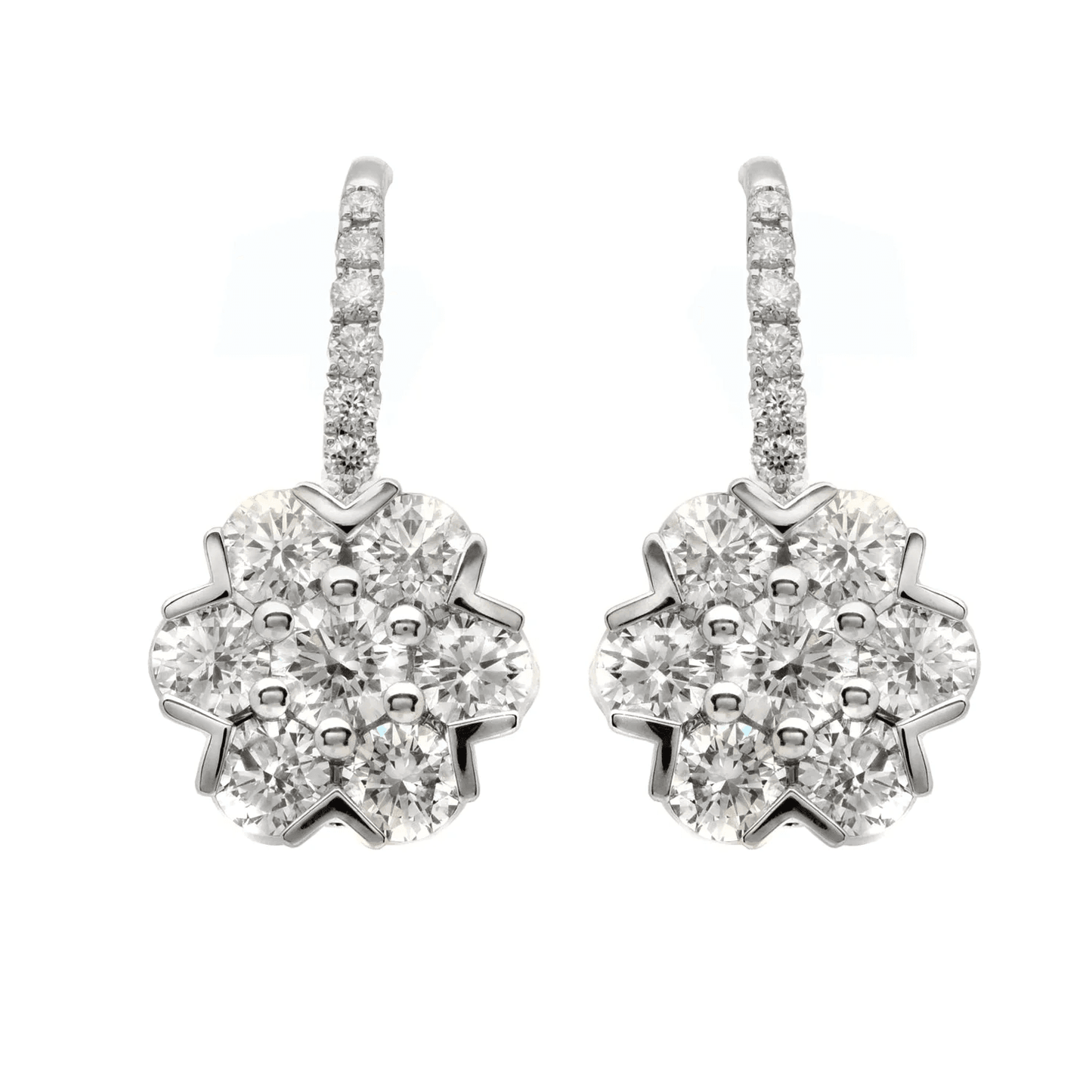 Post-1980s 18KT White Gold Diamond Earrings front