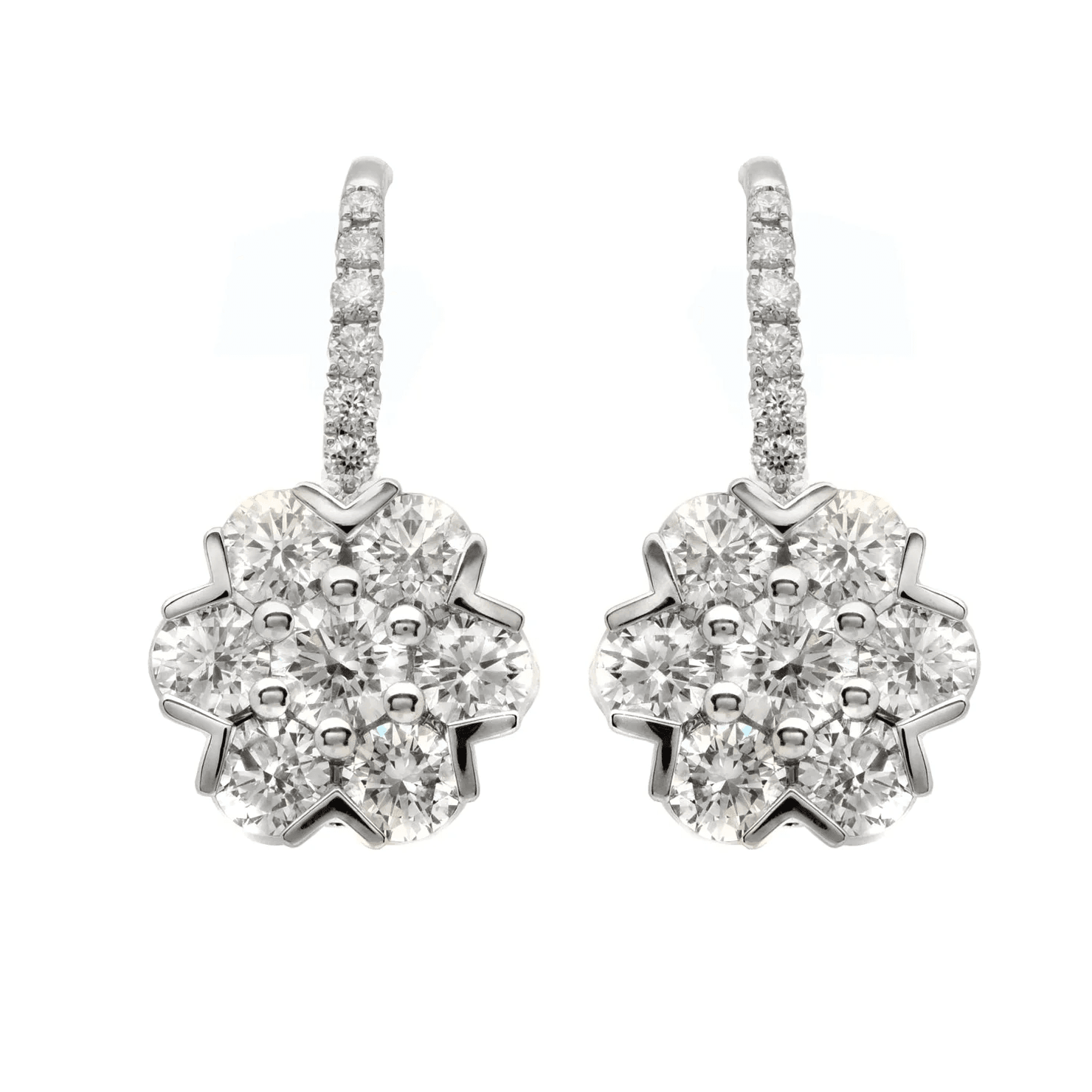 Post-1980s 18KT White Gold Diamond Earrings front