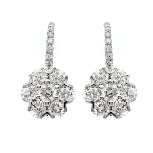 Post-1980s 18KT White Gold Diamond Earrings front