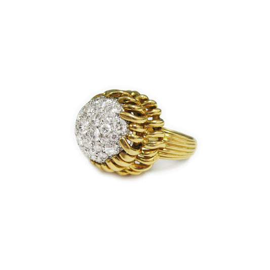 Van Cleef & Arpels 1950s yellow gold diamond ring side 