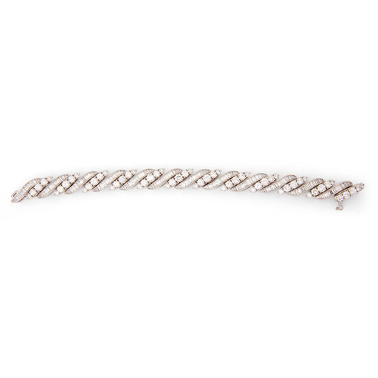 Retro 18KT White Gold Diamond Bracelet front