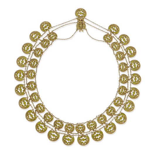 Tiffany & Co. Edwardian 18KT Yellow Gold Enamel Necklace front