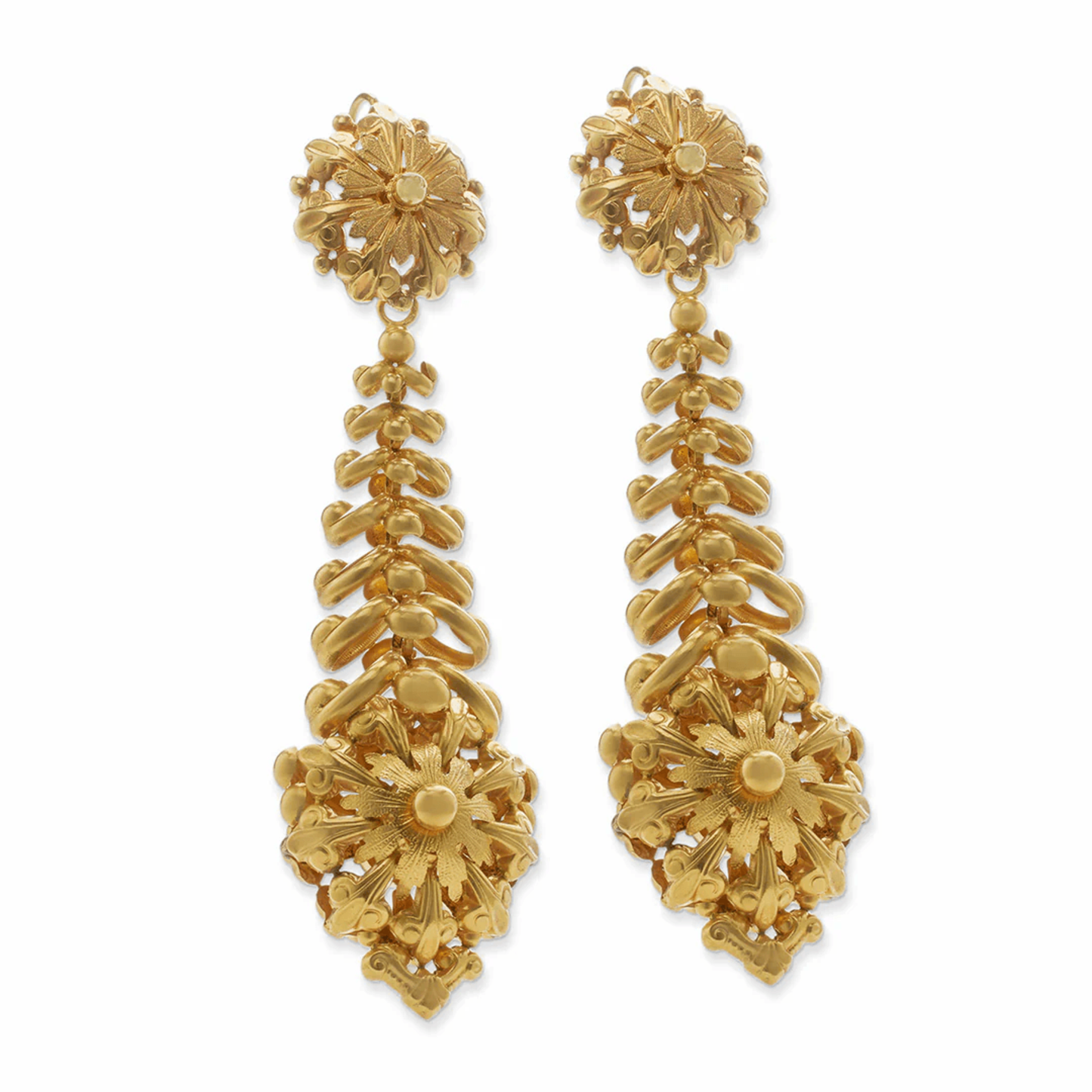 French Antique Milanos 18KT Yellow Gold Earrings front