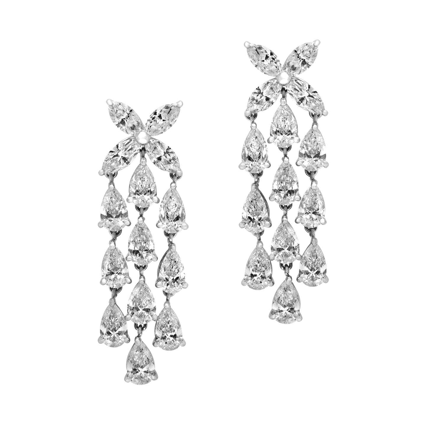 Post-1980s Platinum Diamond Earrings front