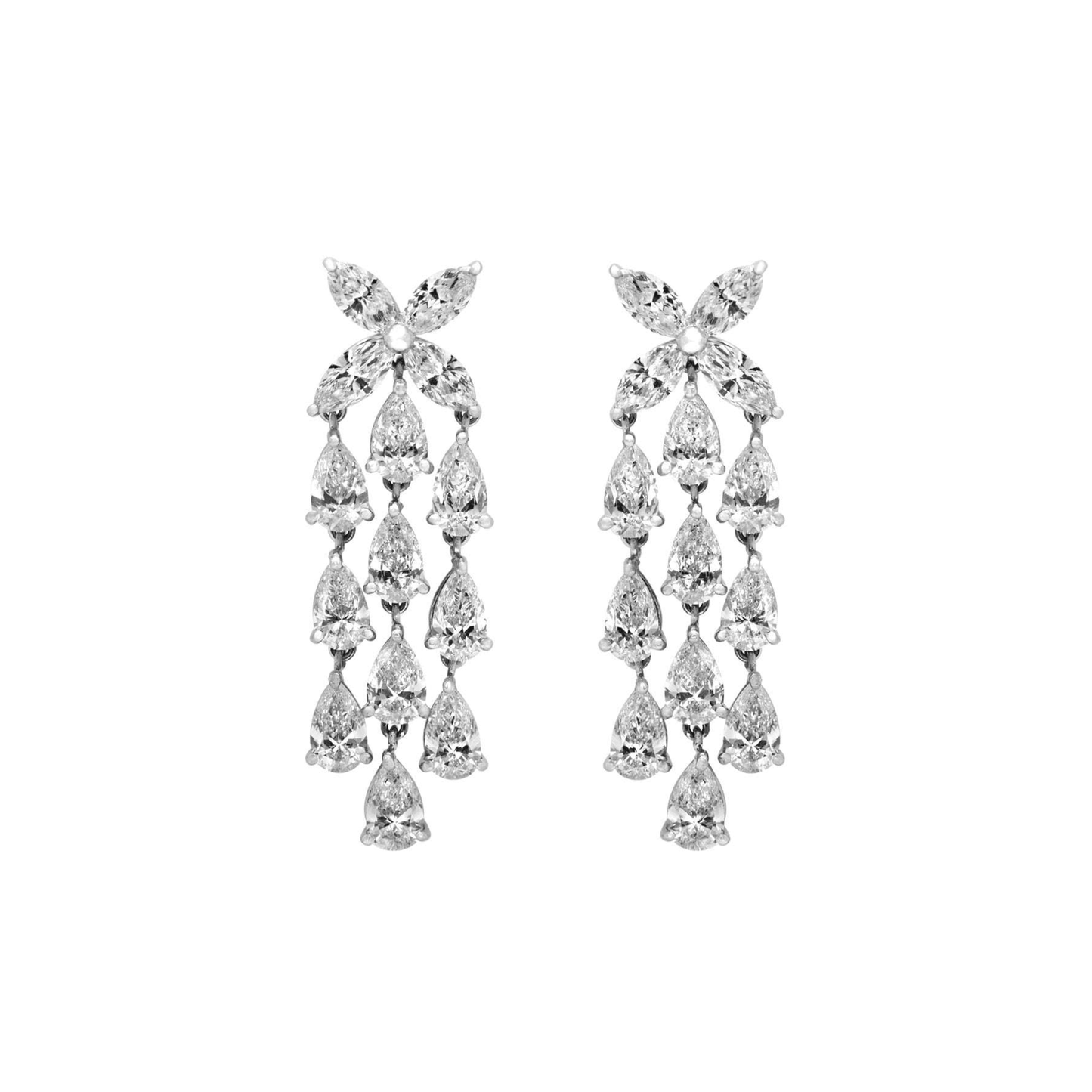 Post-1980s Platinum Diamond Earrings front