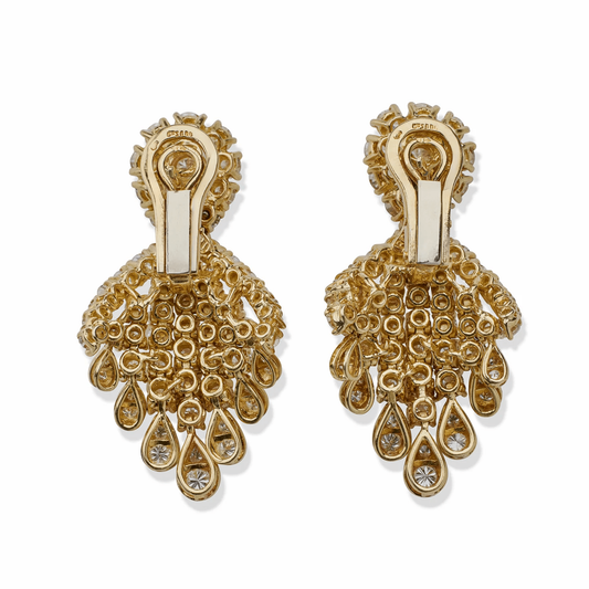 Fred Paris 1980s 18KT Yellow Gold Diamond Earrings back