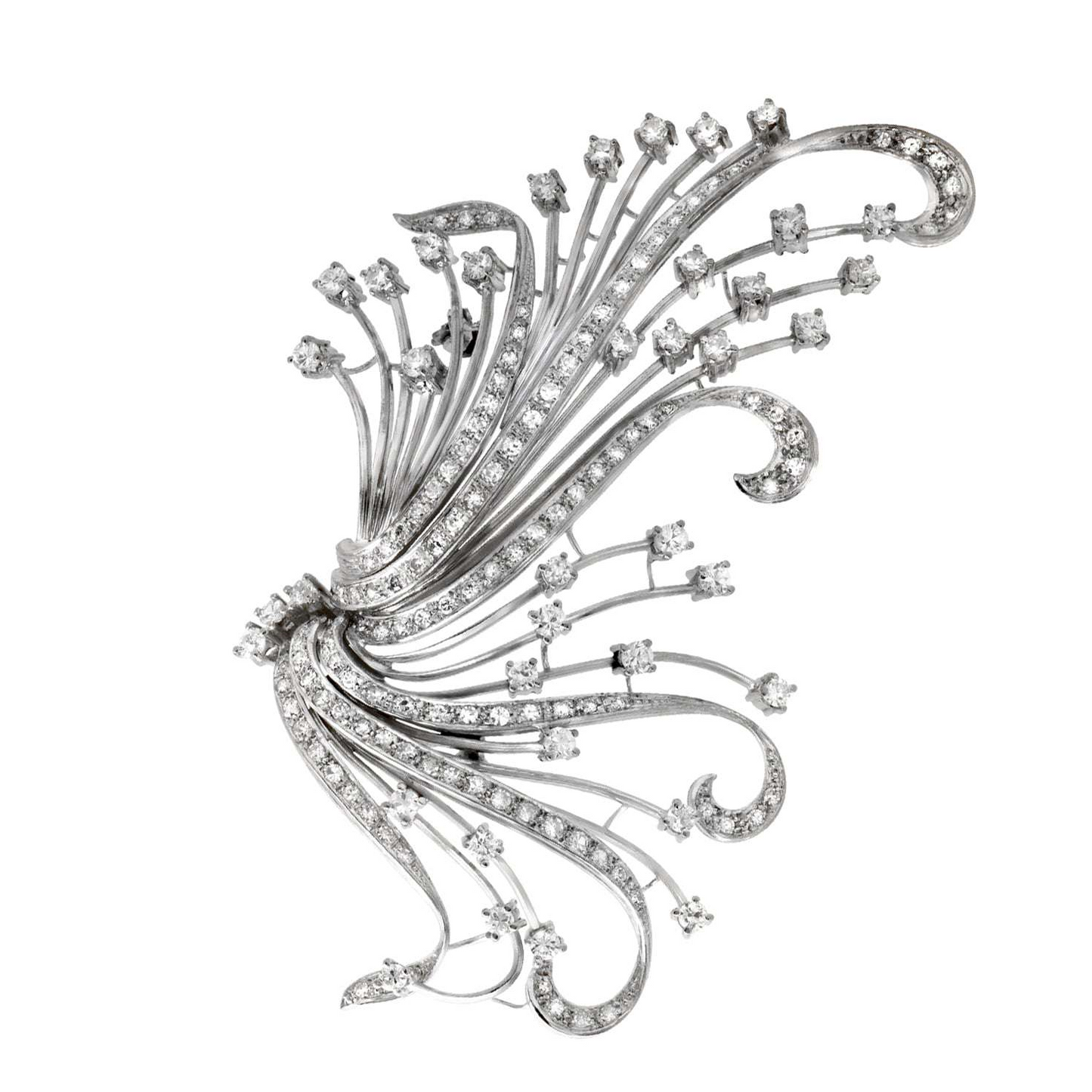 Contemporary 18KT White Gold Diamond Brooch front