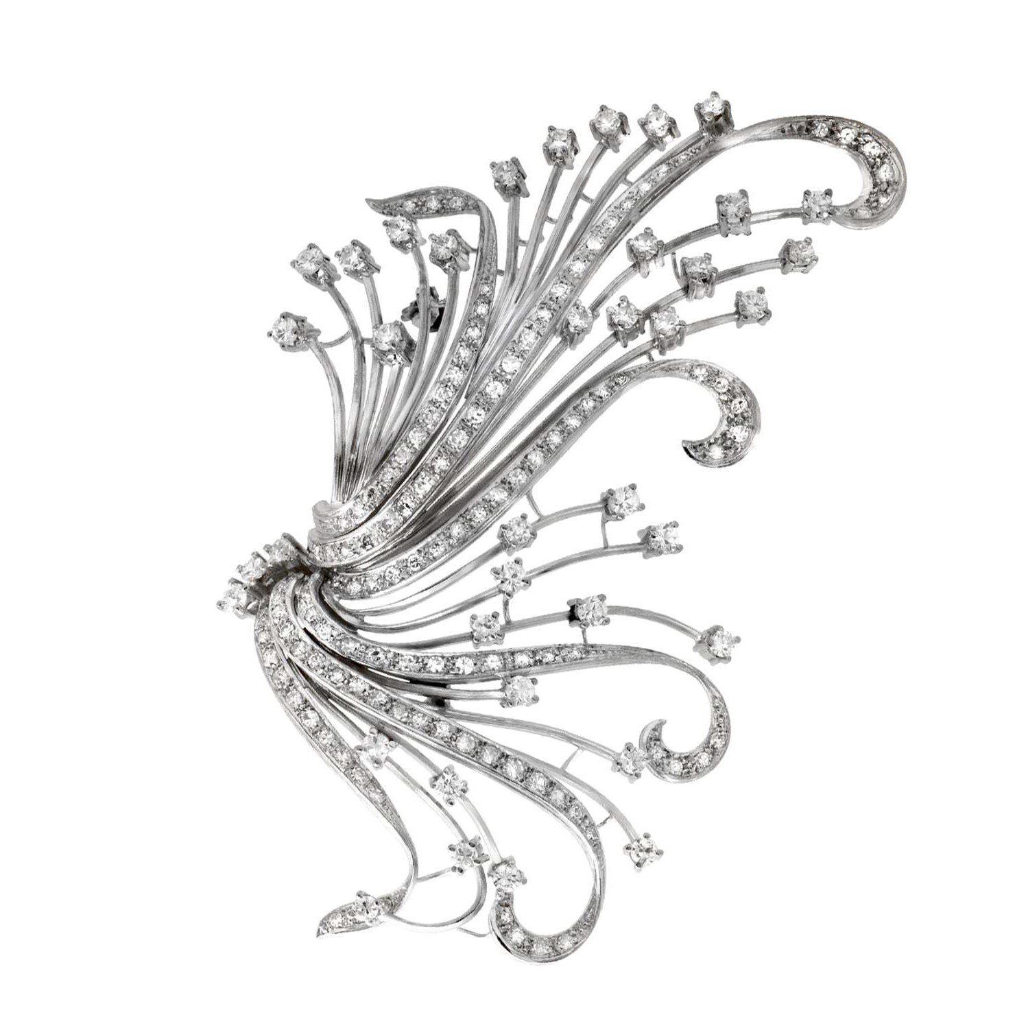 Contemporary 18KT White Gold Diamond Brooch front