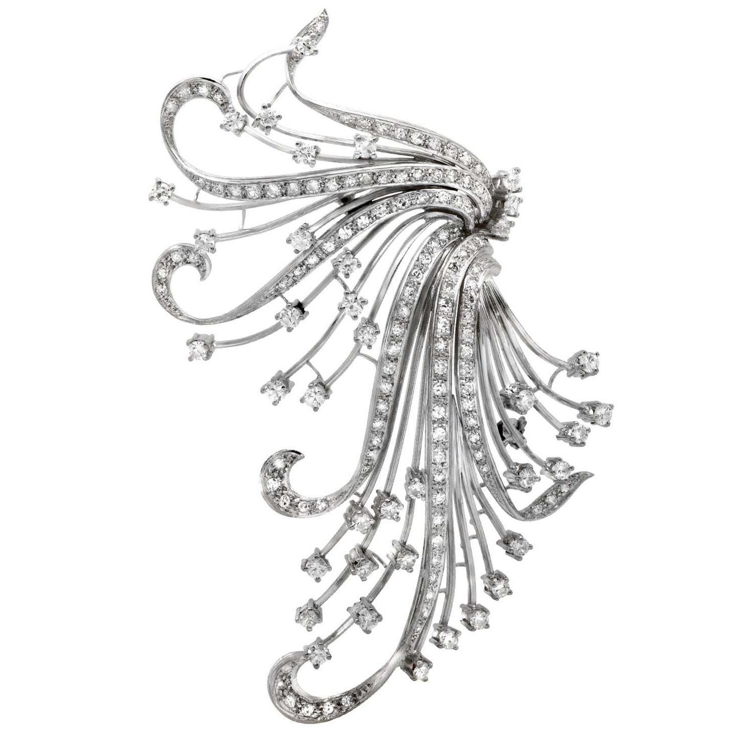 Contemporary 18KT White Gold Diamond Brooch front