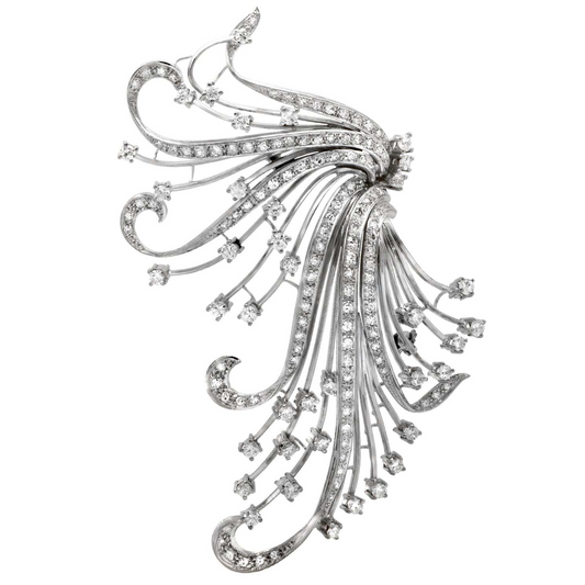 Contemporary 18KT White Gold Diamond Brooch front