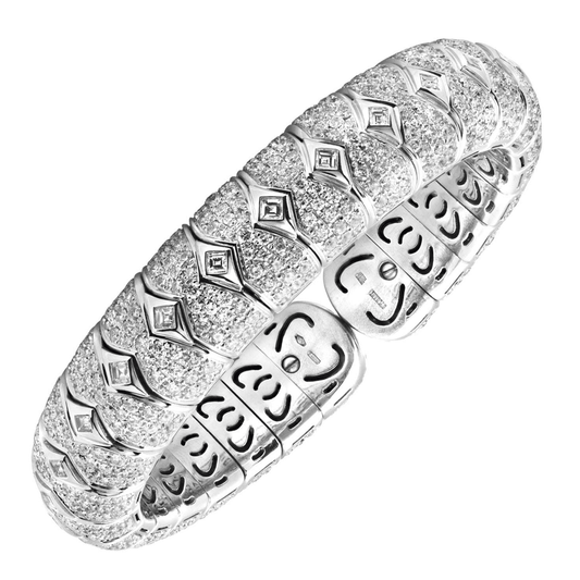 Bulgari Post-1980s 18KT White Gold Diamond Bracelet front