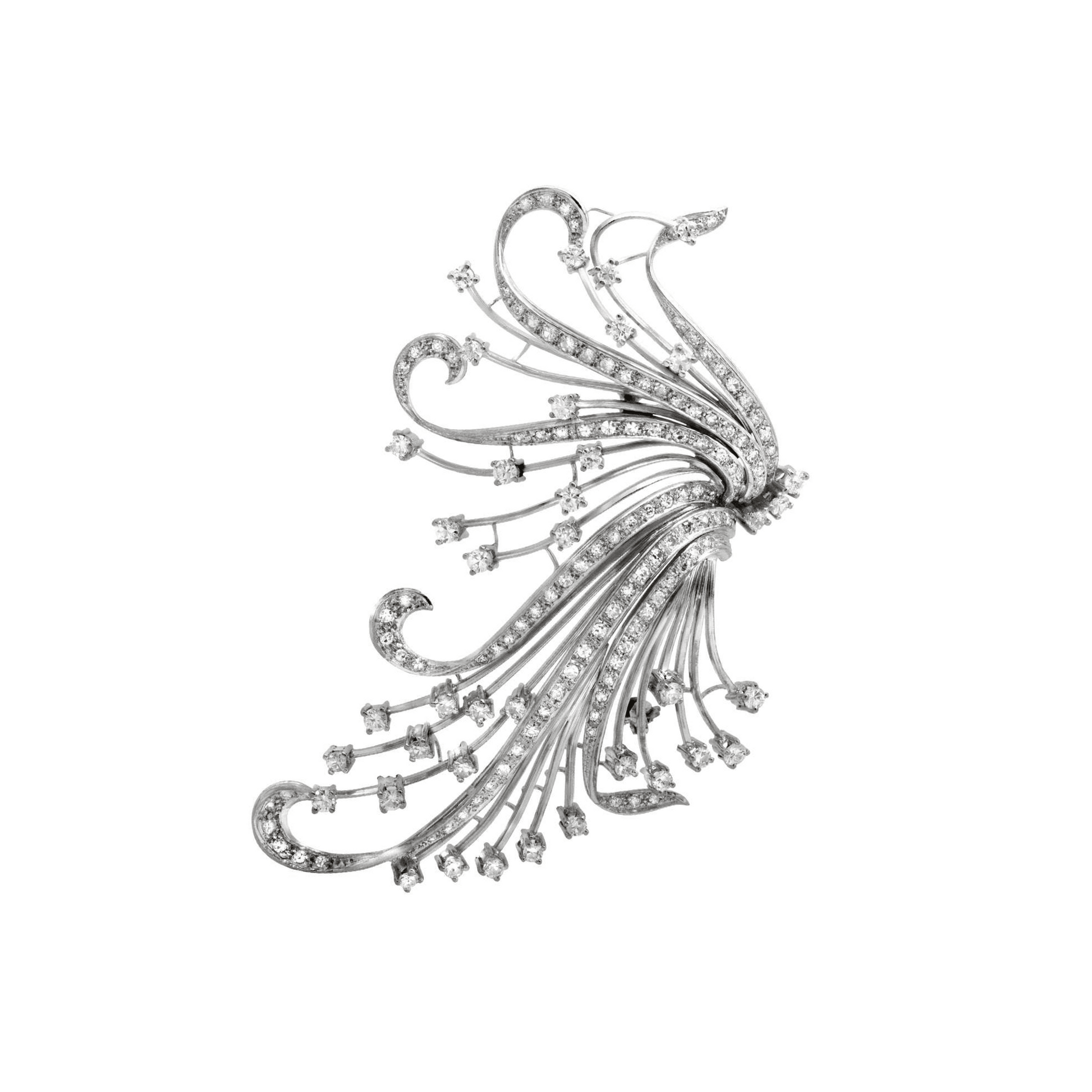 Contemporary 18KT White Gold Diamond Brooch front