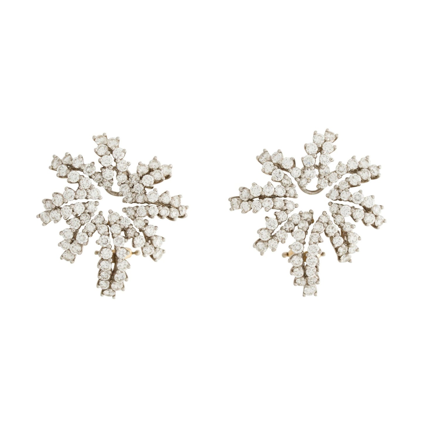 Tiffany & Co. Post-1980s Platinum & 18KT Yellow Gold Diamond Fireworks Earrings front