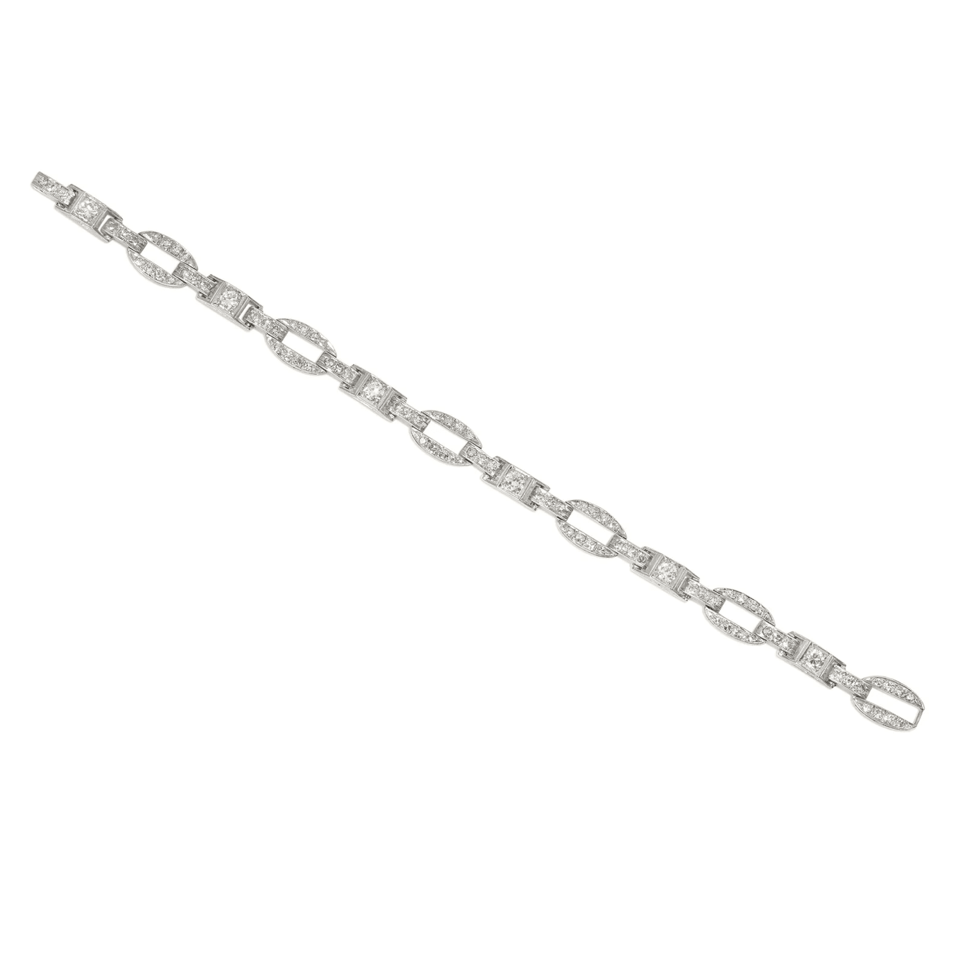 Art Deco Platinum Diamond Bracelet front