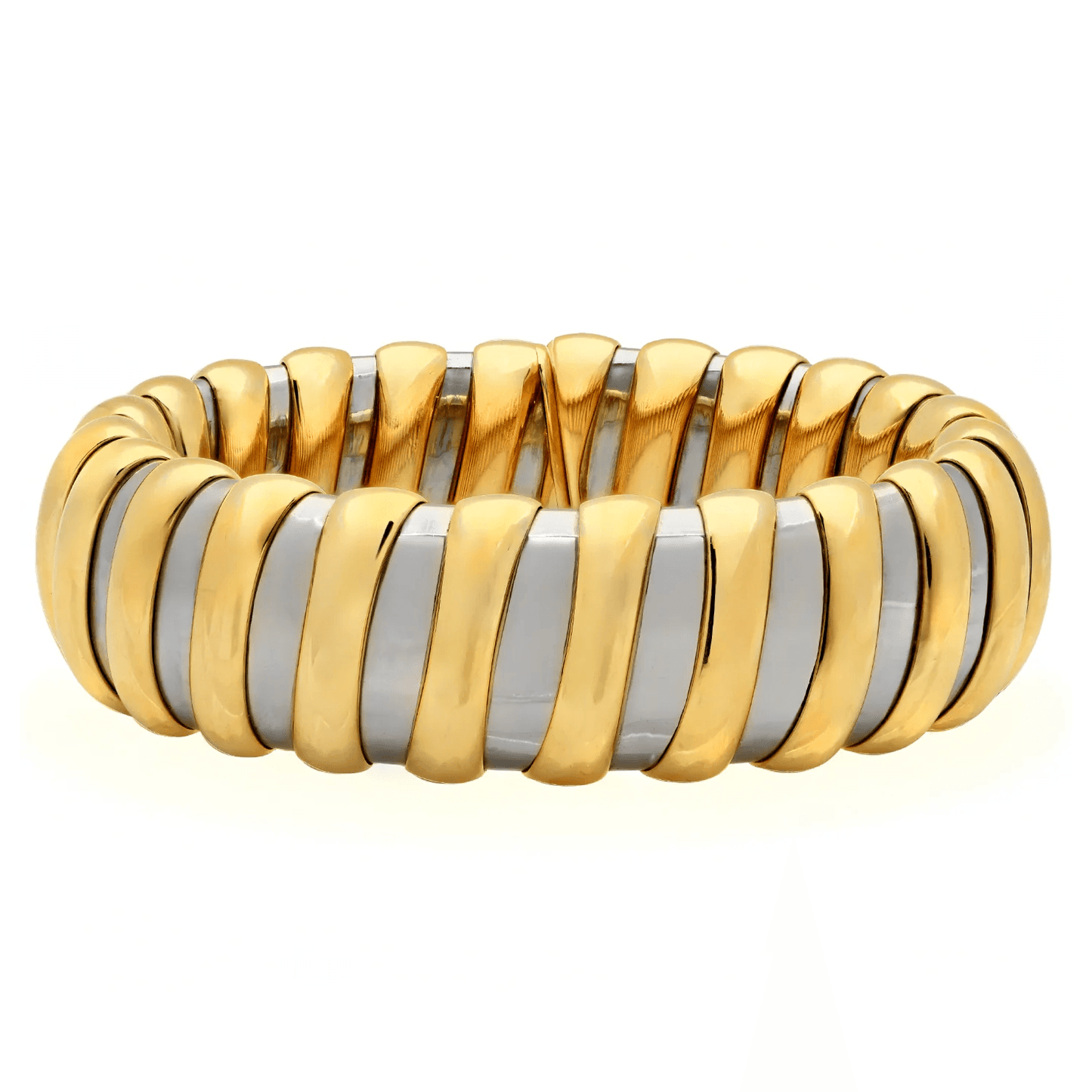 Bulgari Post-1980s 18KT Yellow Gold & Stainless Steel Bracelet front