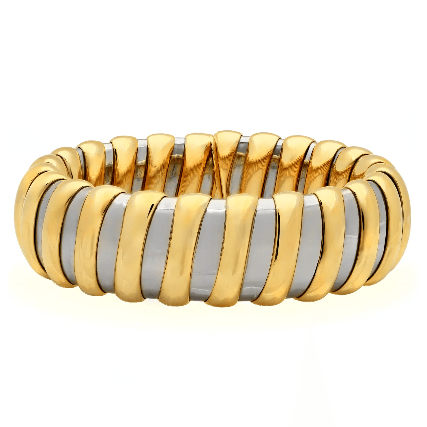 Bulgari Post-1980s 18KT Yellow Gold & Stainless Steel Bracelet front