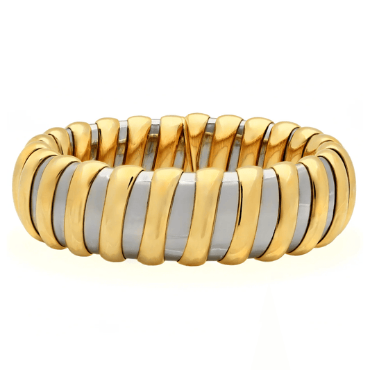 Bulgari Post-1980s 18KT Yellow Gold & Stainless Steel Bracelet front