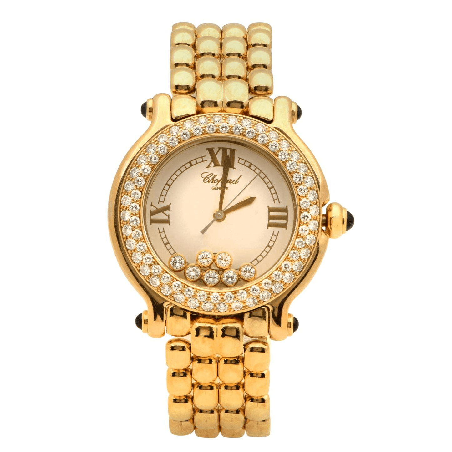 Chopard Post-1980s 18KT Yellow Gold Diamond Happy Sport Watch Bracelet front