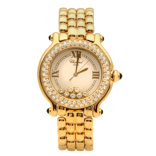 Chopard Post-1980s 18KT Yellow Gold Diamond Happy Sport Watch Bracelet front