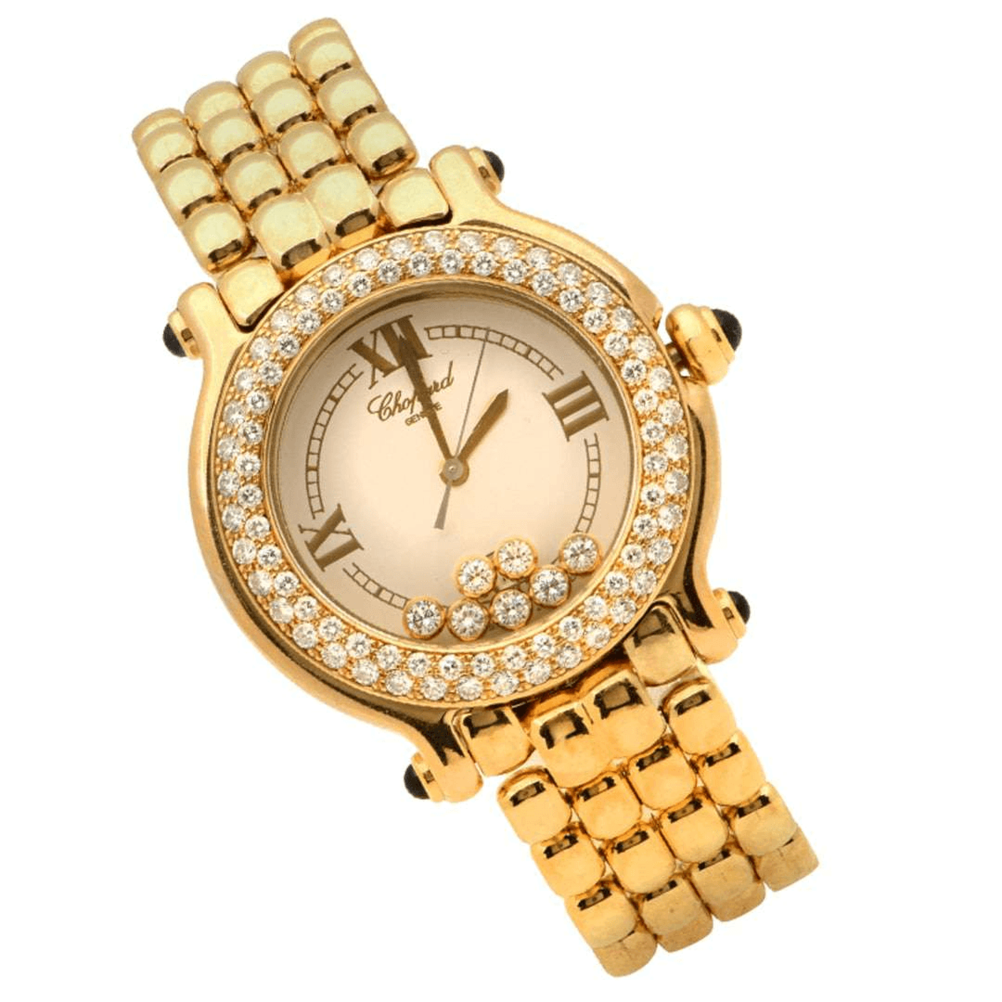 Chopard Post-1980s 18KT Yellow Gold Diamond Happy Sport Watch Bracelet front