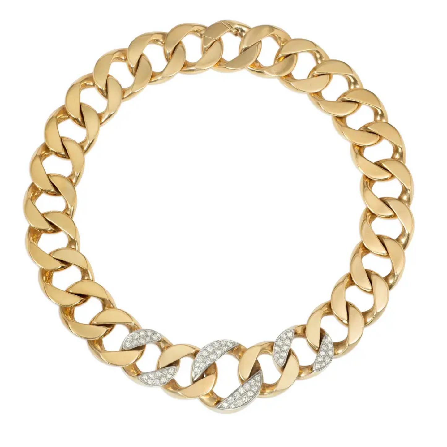 Tiffany & Co. Retro 14KT Yellow Gold Diamond Necklace front