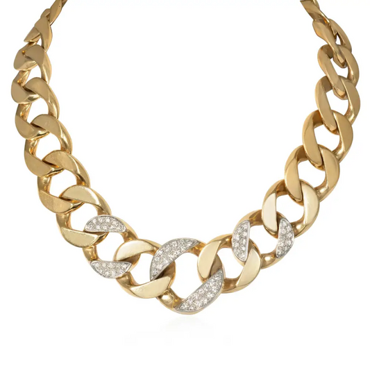 Tiffany & Co. Retro 14KT Yellow Gold Diamond Necklace front