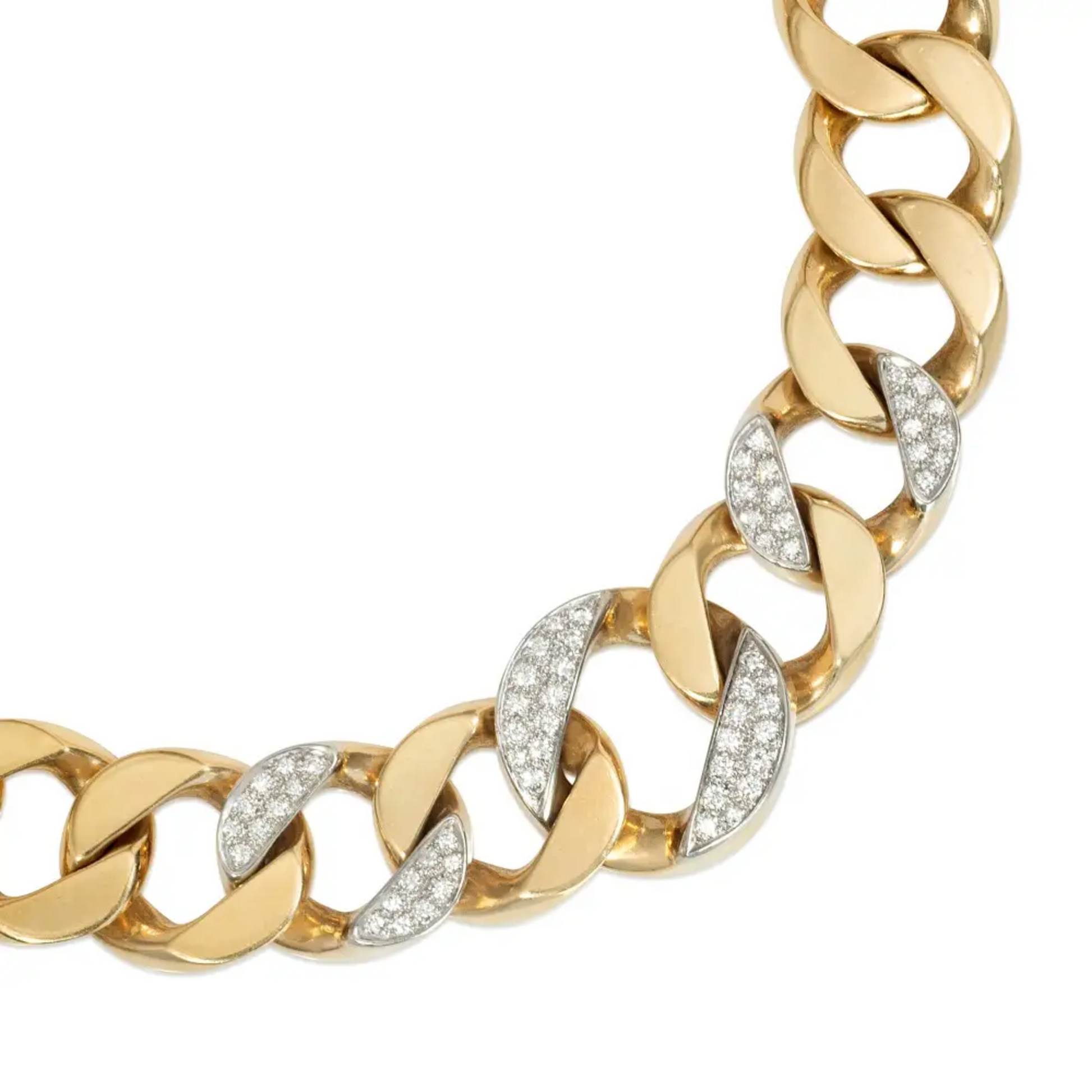 Tiffany & Co. Retro 14KT Yellow Gold Diamond Necklace close-up details