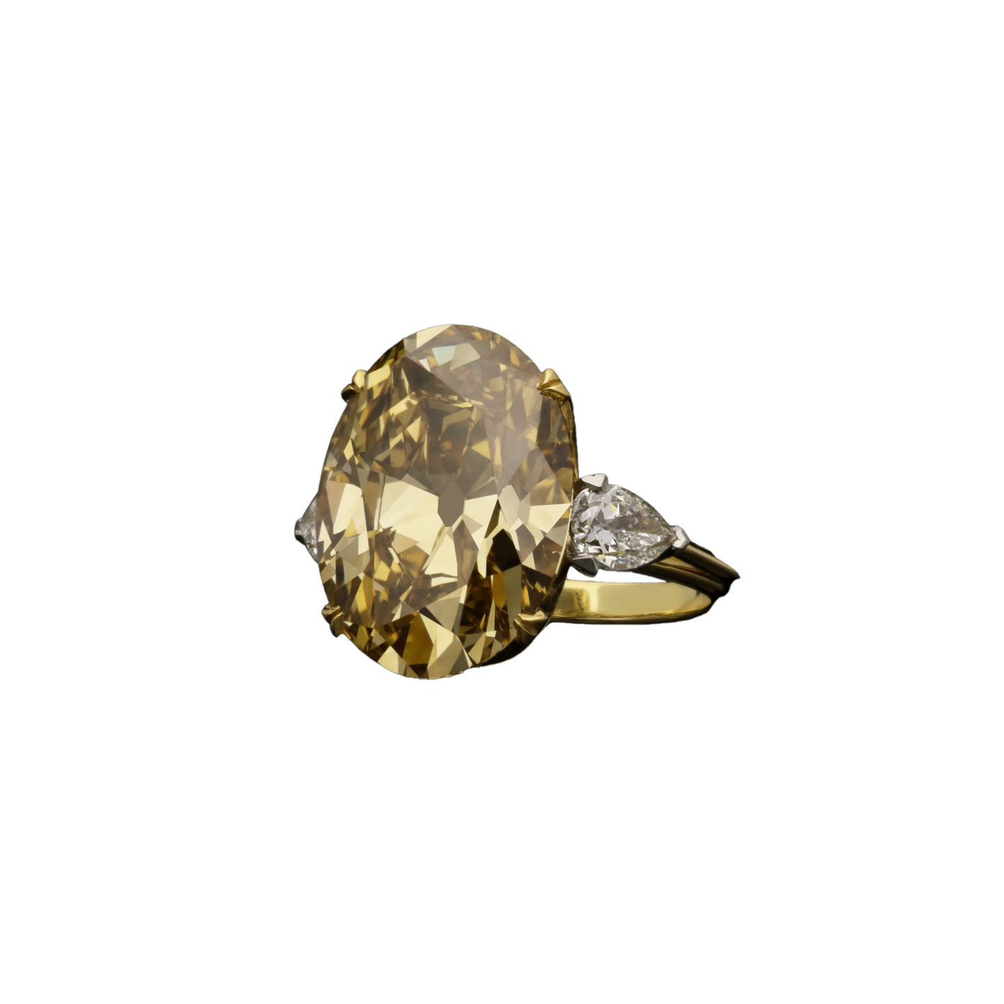 Victorian Yellow & White Diamond in Modern 18KT Yellow Gold Ring front