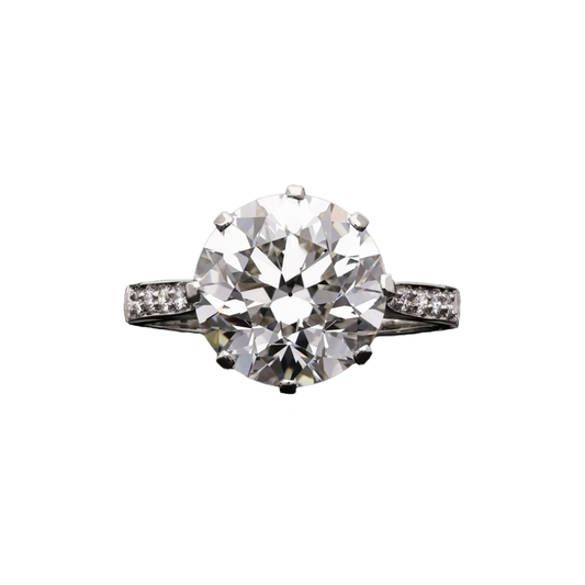 Edwardian Diamond in Modern Platinum Ring front