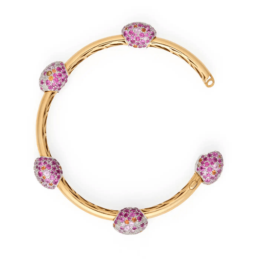 Pomellato Italian 1980s 18KT Yellow Gold Sapphire & Diamond Bracelet profile