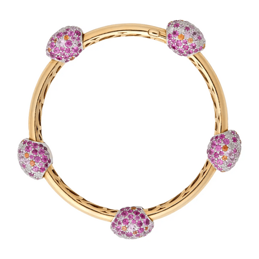 Pomellato Italian 1980s 18KT Yellow Gold Sapphire & Diamond Bracelet profile