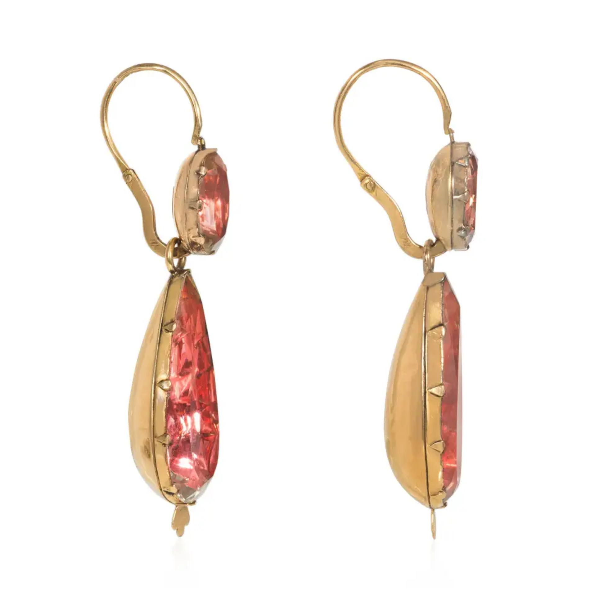 Georgian Paris 18KT Yellow Gold Quartz Earrings side