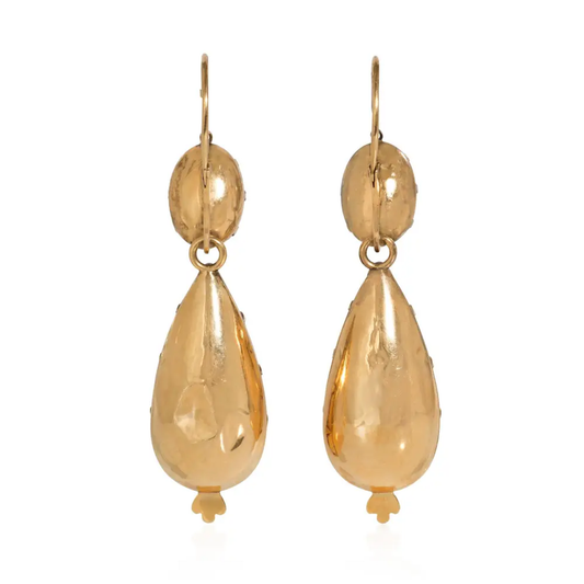 Georgian Paris 18KT Yellow Gold Quartz Earrings back