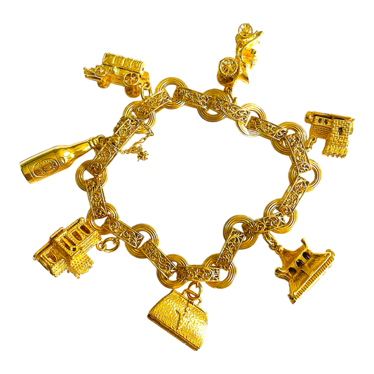 1950s 9KT Yellow Gold Charm Bracelet front