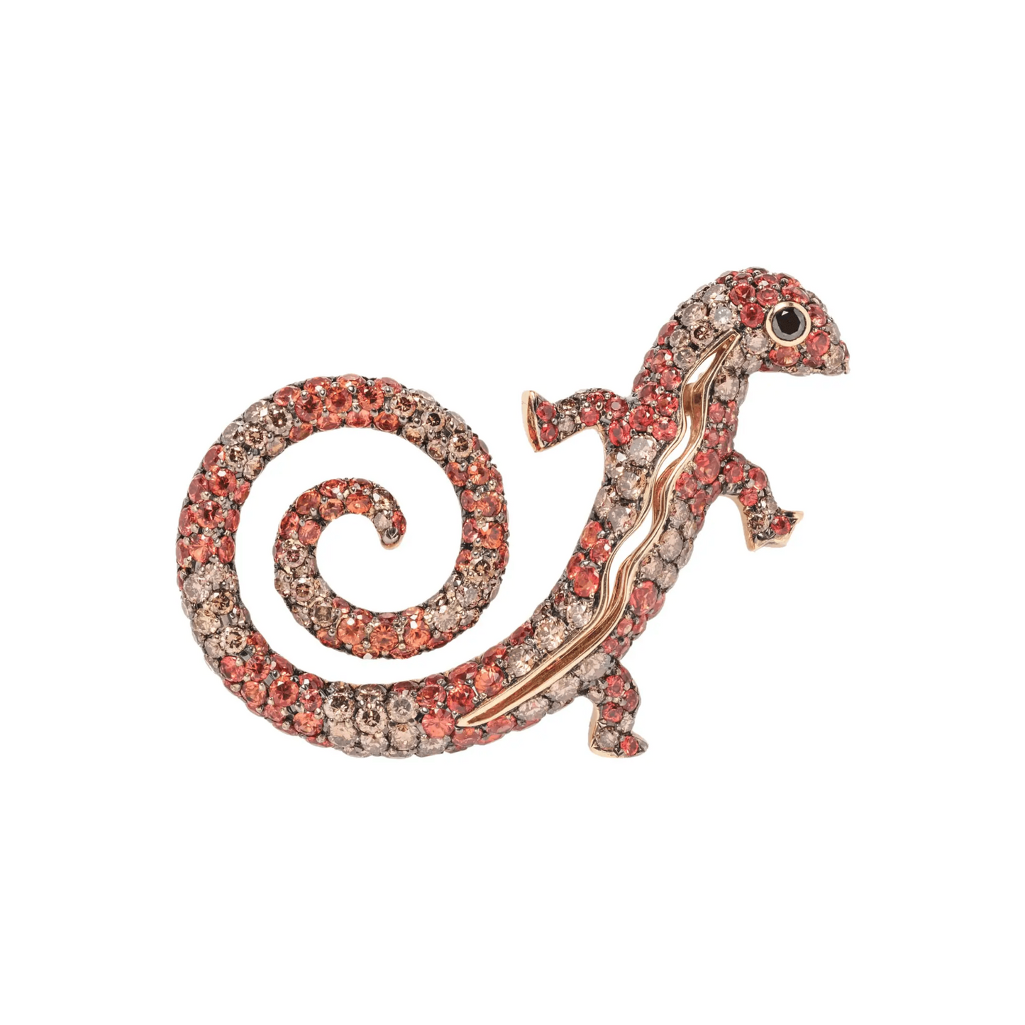 Michele della Valle 1980s 18KT Yellow Gold Diamond & Sapphire Brooch front