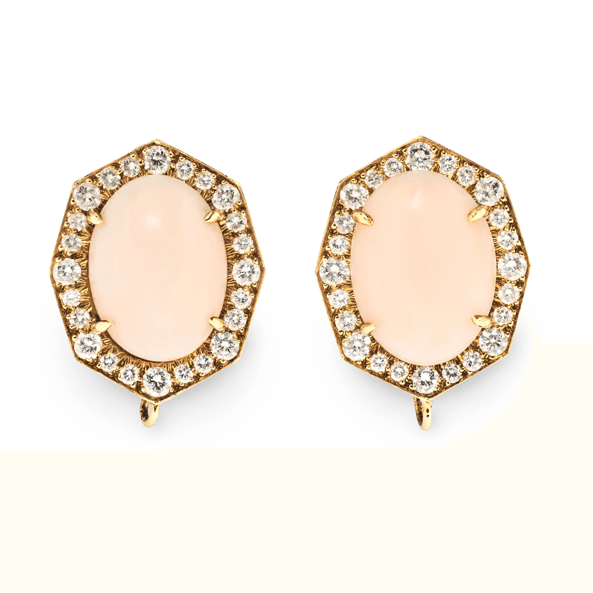 David Webb NY Post-1980s 18KT Yellow Gold Coral & Diamond Earrings front
