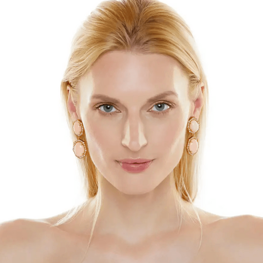 David Webb NY Post-1980s 18KT Yellow Gold Coral & Diamond Earrings on ear