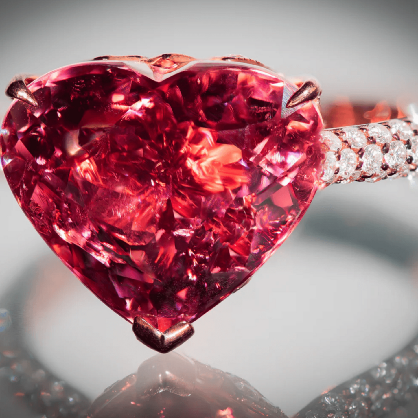 Post-1980s 18KT Yellow Gold Tourmaline, & Diamond Heart Ring front