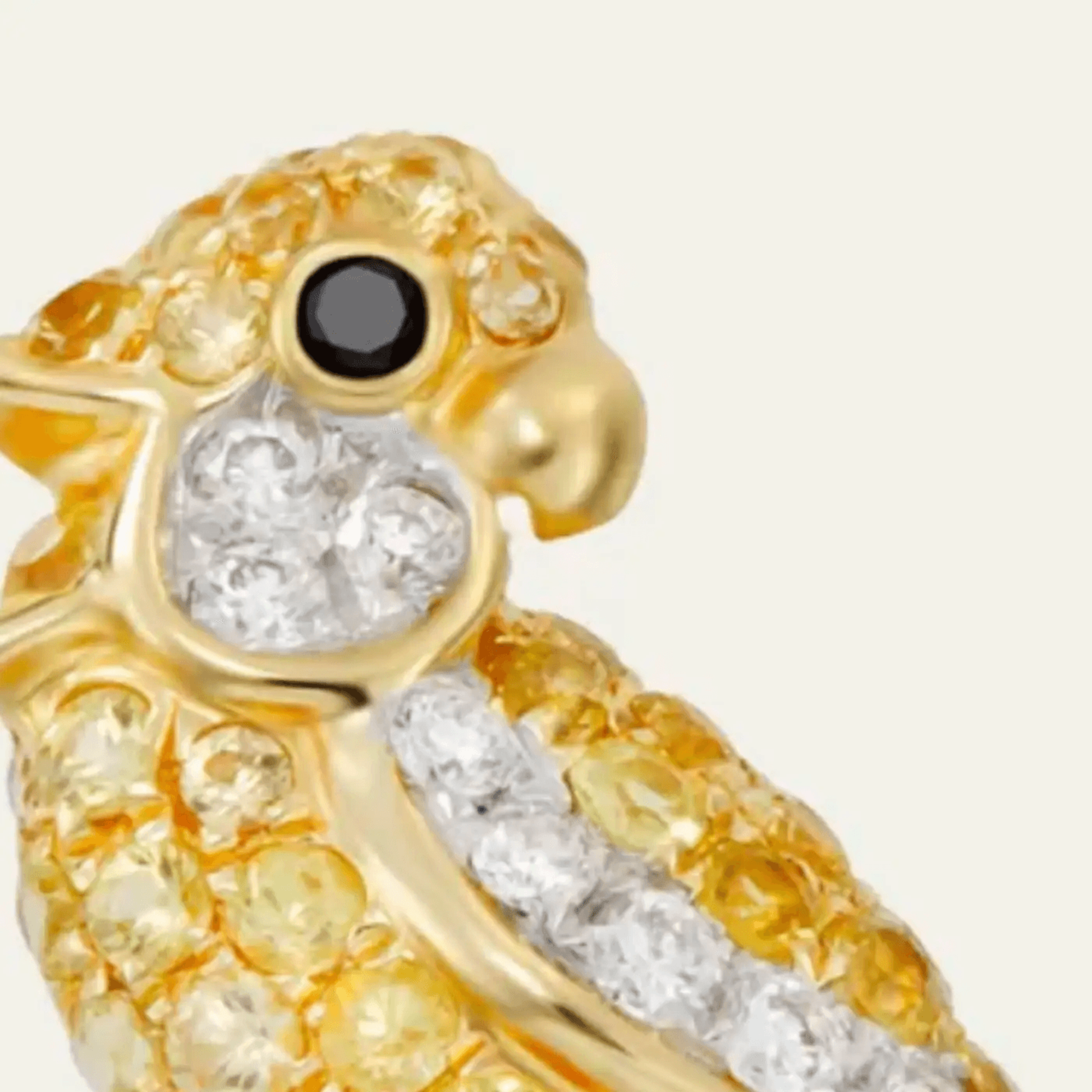 Mio Harutaka Japan Post-1980s 18KT Yellow Gold Diamond Bird Earrings front