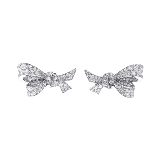 Lawrence Graff Post-1980s 18KT White Gold Diamond Tilda's Bows Earrings front