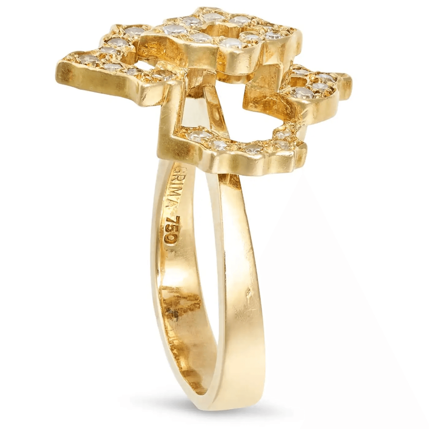 Andrew Grima London 1970s 18KT Yellow Gold Diamond Ring side