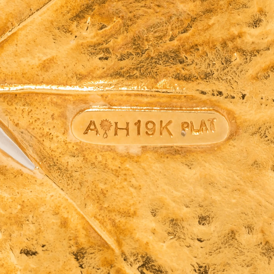 Aaron Henry Post-1980s Platinum & 19KT Yellow Gold Diamond Leaf Brooch signature