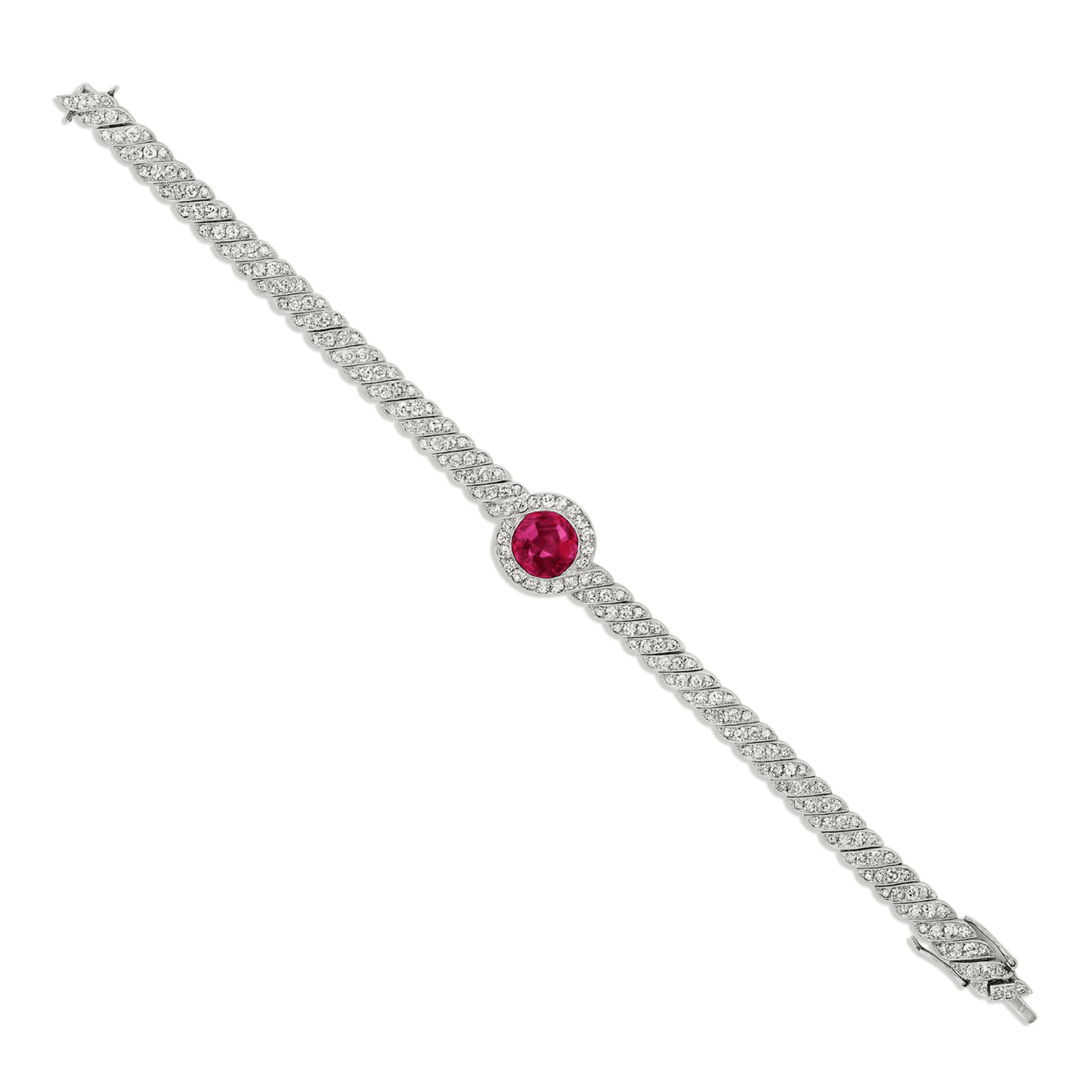 Edwardian Platinum Ruby & Diamond Bracelet front
