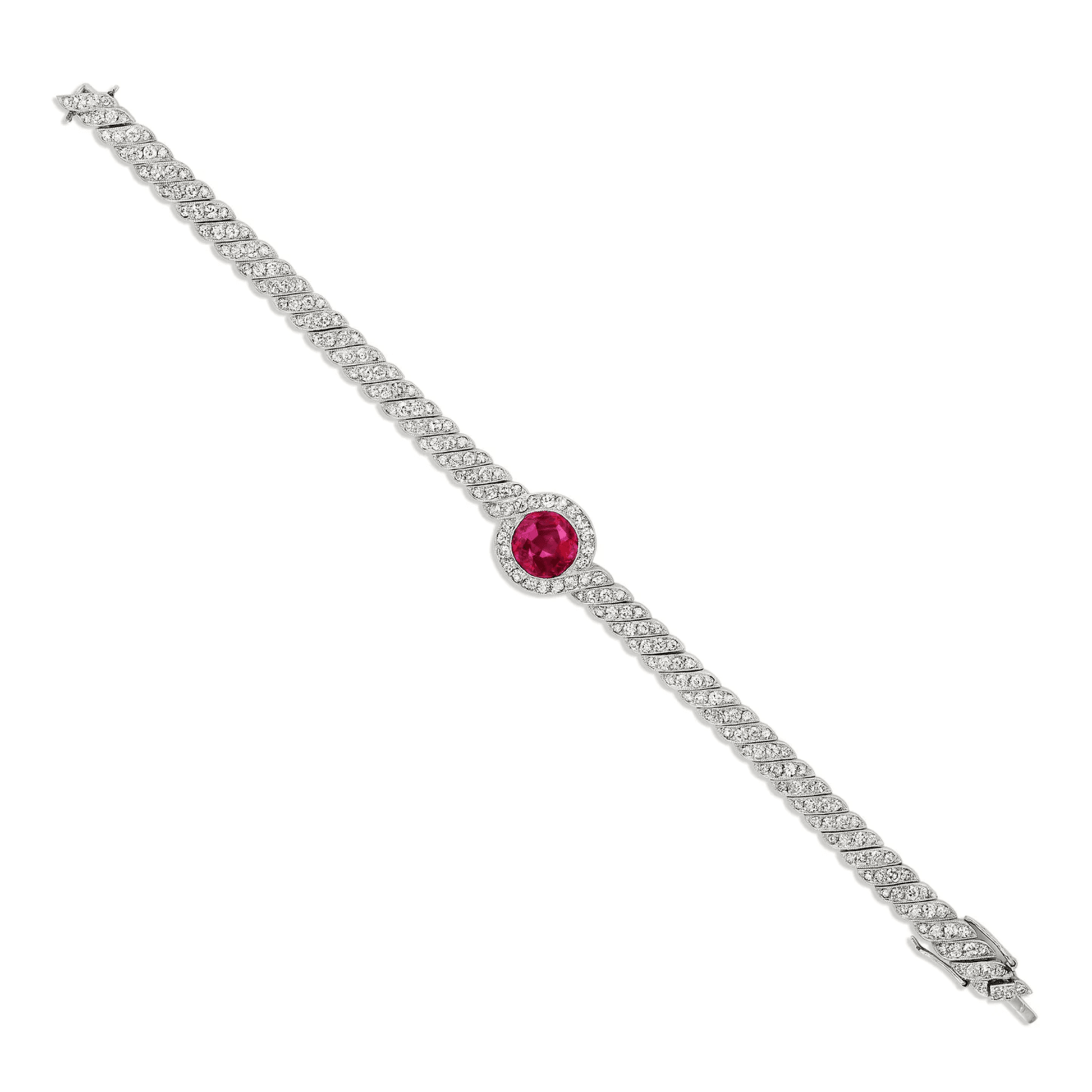 Edwardian Platinum Ruby & Diamond Bracelet front