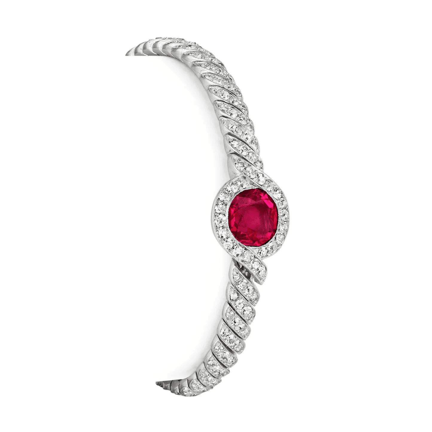 Edwardian Platinum Ruby & Diamond Bracelet front